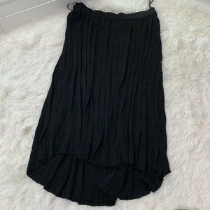 Bebe Criss Cross Hem Ribbed Midi Skirt Black Sz S